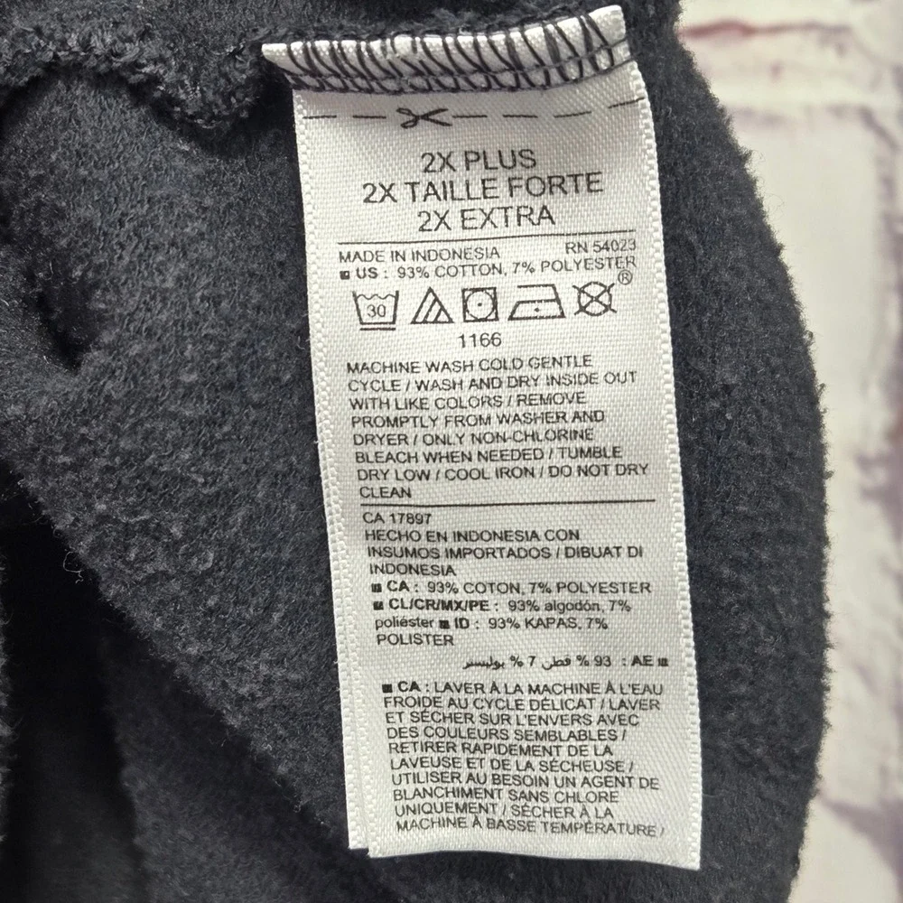 Old Navy Easy Vintage Hoodie Black Tonal Tie Dye Sweatshirt 2X Plus Pocket Comfy - Picture 4 of 10